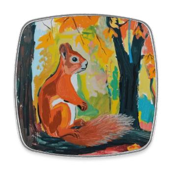 squirrel, colorful, animal, gift, gift idea - Square fridge magnet - white - Front