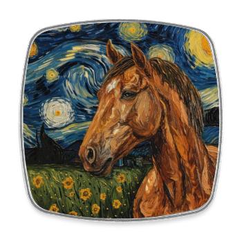 Horse Van Gogh - Square fridge magnet - white - Front