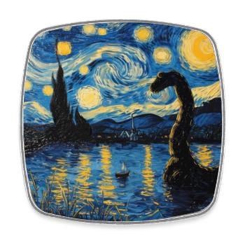 loch ness monster, nessie, van gogh, sternenacht - Viereckiger Kühlschrankmagnet - Weiß - Vorne