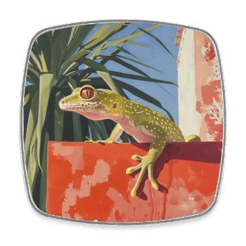gecko, echse, bunt, tier, geschenk, geschenkidee - Viereckiger Kühlschrankmagnet - Weiß - Vorne