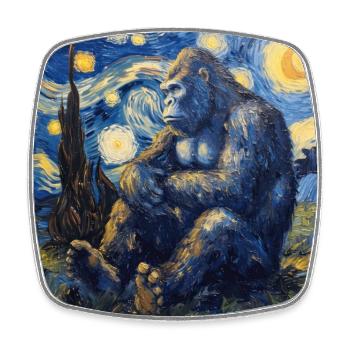 Bigfoot, Big Foot, Van Gogh, Starry Night - Square fridge magnet - white - Front