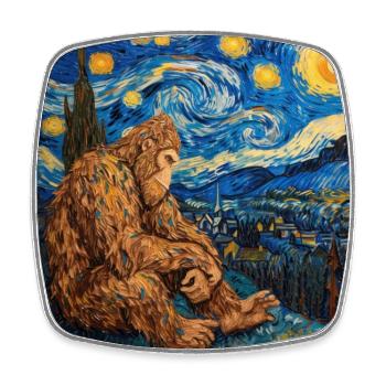 bigfoot, big foot, van gogh, sternenacht - Viereckiger Kühlschrankmagnet - Weiß - Vorne