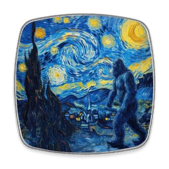 Bigfoot, Big Foot, Van Gogh, Starry Night - Square fridge magnet - white - Front