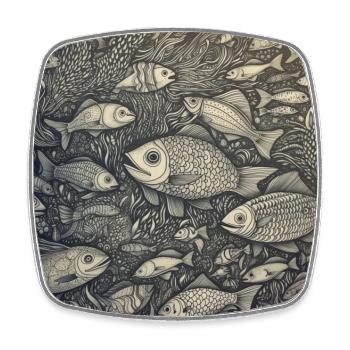 Laughing Fish - Square fridge magnet - white - Front