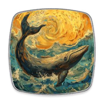 Whale Fish Van Gogh - Square fridge magnet - white - Front