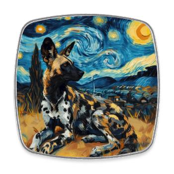 hyäne, van gogh, sternennacht - Viereckiger Kühlschrankmagnet - Weiß - Vorne