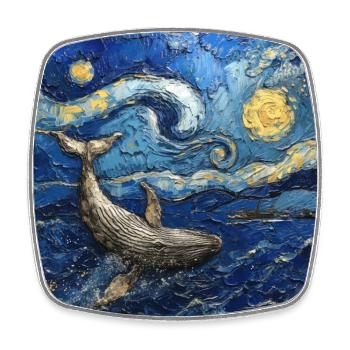 Whale Fish Van Gogh - Square fridge magnet - white - Front