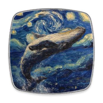 Poisson-baleine Van Gogh - Magnet carré - blanc - Devant