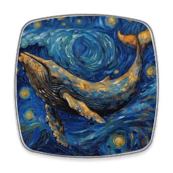Whale Fish Van Gogh - Square fridge magnet - white - Front