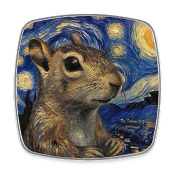 agouti, maus, ratte, van gogh, sternennacht - Viereckiger Kühlschrankmagnet - Weiß - Vorne