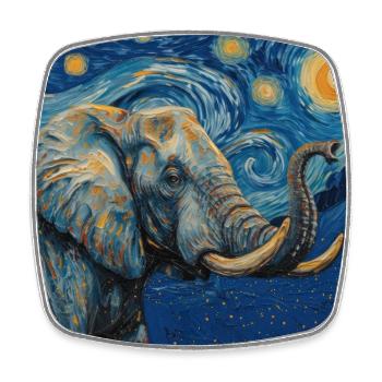 elefant, van gogh, sternennacht - Viereckiger Kühlschrankmagnet - Weiß - Vorne