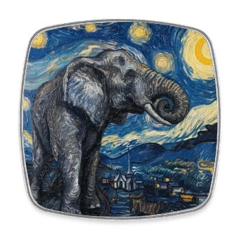 elefant, van gogh, sternennacht - Viereckiger Kühlschrankmagnet - Weiß - Vorne