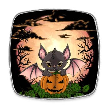 Bat before the full moon on Halloween - Square fridge magnet - white - Front