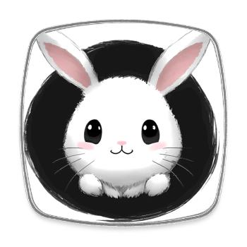 Kleiner Hase Häschen Kaninchen - Viereckiger Kühlschrankmagnet - Weiß - Vorne