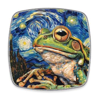 frosch, tier, van gogh, sternenacht - Viereckiger Kühlschrankmagnet - Weiß - Vorne