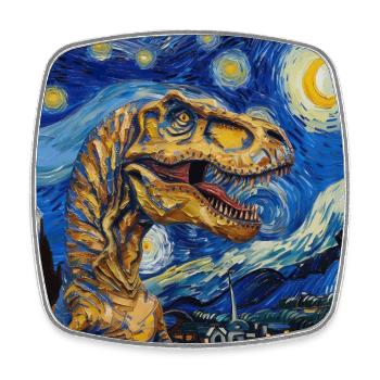 T-Rex, Dinosaur, Dino Animal, Van Gogh - Square fridge magnet - white - Front