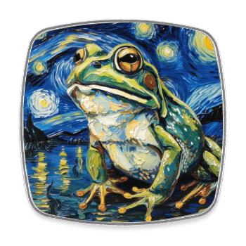 frosch, tier, van gogh, sternennacht - Viereckiger Kühlschrankmagnet - Weiß - Vorne