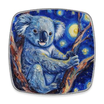 Koala, Animal, Van Gogh, Nuit Étoilée - Magnet carré - blanc - Devant