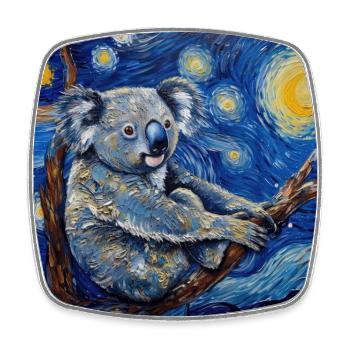 Koala, Animal, Van Gogh, Nuit Étoilée - Magnet carré - blanc - Devant