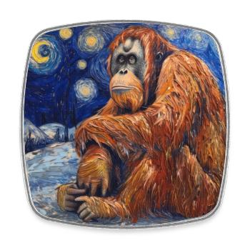 orang-utan, affe, tier, van gogh, sternennacht - Viereckiger Kühlschrankmagnet - Weiß - Vorne