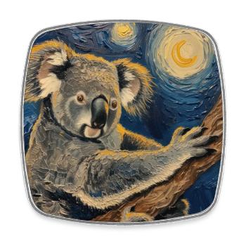 Koala, Van Gogh, Starry Night, Gift - Square fridge magnet - white - Front
