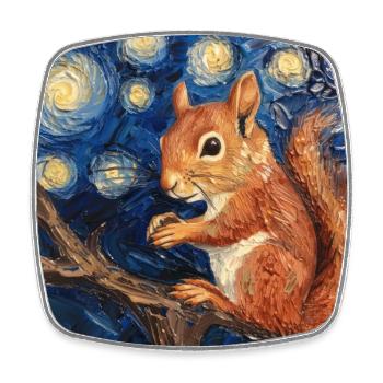 eichhörnchen, van gogh, sternennacht - Viereckiger Kühlschrankmagnet - Weiß - Vorne
