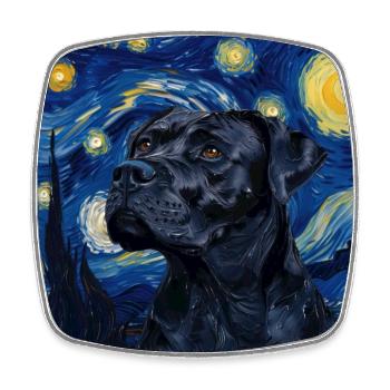 Cane corso , hund, van gogh, sternennacht, geschen - Viereckiger Kühlschrankmagnet - Weiß - Vorne