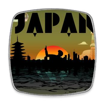 Retro Japan Disco Skyline - Viereckiger Kühlschrankmagnet - Weiß - Vorne