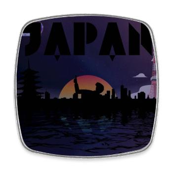 Japan Skyline Retro Galaxy - Viereckiger Kühlschrankmagnet - Weiß - Vorne