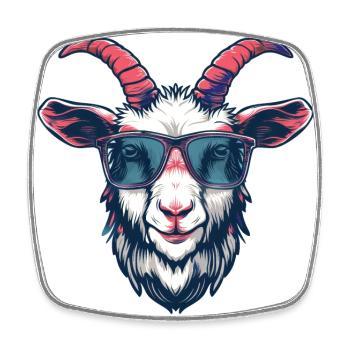 Ziege, Goat, Sonnenbrille, geschenk - Viereckiger Kühlschrankmagnet - Weiß - Vorne