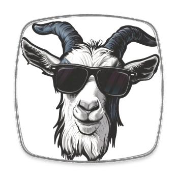Ziege Goat Sonnenbrille - Viereckiger Kühlschrankmagnet - Weiß - Vorne