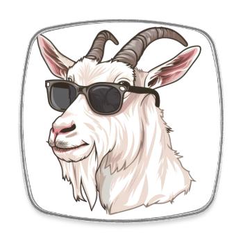 Ziege, Goat, Sonnenbrille, geschenk - Viereckiger Kühlschrankmagnet - Weiß - Vorne