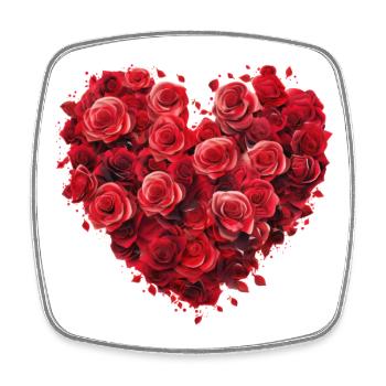 Herz Rosen - Viereckiger Kühlschrankmagnet - Weiß - Vorne