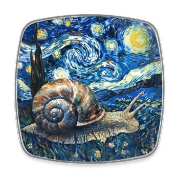 schnecke, garten, Van Gogh, Geschenk - Viereckiger Kühlschrankmagnet - Weiß - Vorne