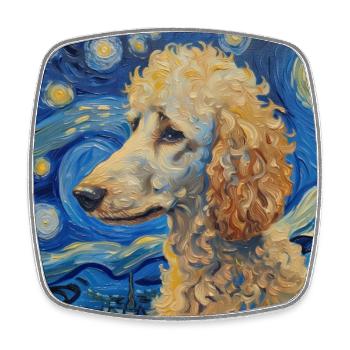Poodle Van Gogh Gift - Square fridge magnet - white - Front
