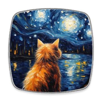 Katze, katzenmotiv - Viereckiger Kühlschrankmagnet - Weiß - Vorne