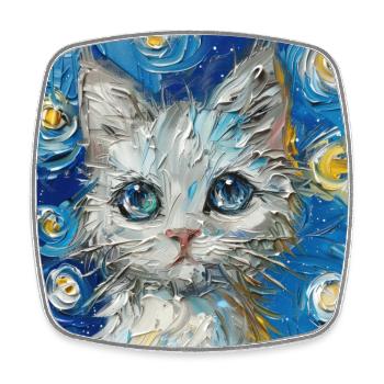Katze, katzenmotiv - Viereckiger Kühlschrankmagnet - Weiß - Vorne