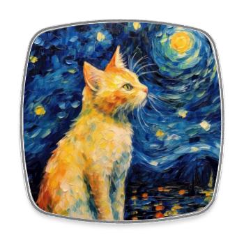 Katze, katzenmotiv - Viereckiger Kühlschrankmagnet - Weiß - Vorne
