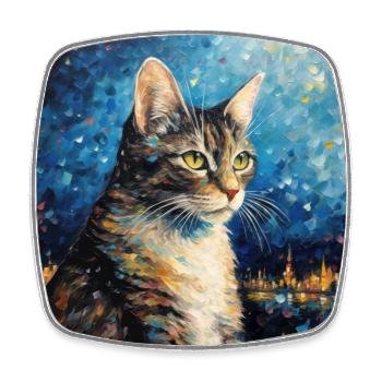 Katze, katzenmotiv - Viereckiger Kühlschrankmagnet - Weiß - Vorne