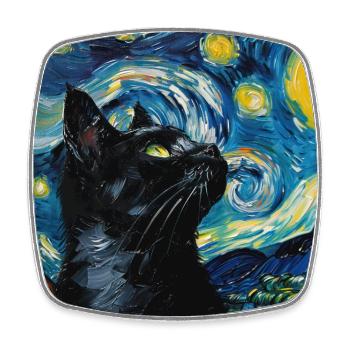 Katze, katzenmotiv - Viereckiger Kühlschrankmagnet - Weiß - Vorne