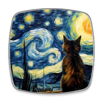 Katze, katzenmotiv - Viereckiger Kühlschrankmagnet - Weiß - Vorne