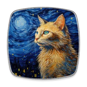 Katze, katzenmotiv - Viereckiger Kühlschrankmagnet - Weiß - Vorne