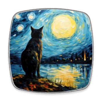 Katze, katzenmotiv - Viereckiger Kühlschrankmagnet - Weiß - Vorne