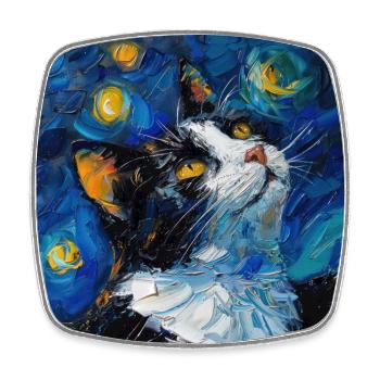 Katze, katzenmotiv - Viereckiger Kühlschrankmagnet - Weiß - Vorne