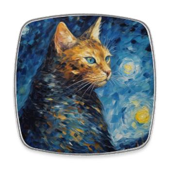 Katze, katzenmotiv - Viereckiger Kühlschrankmagnet - Weiß - Vorne