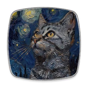Katze, katzenmotiv, - Viereckiger Kühlschrankmagnet - Weiß - Vorne