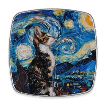 Katze, katzenmotiv - Viereckiger Kühlschrankmagnet - Weiß - Vorne