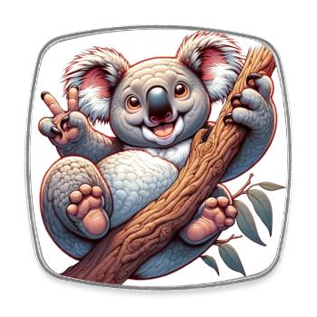 Cute koala bear rejoices. For the family - Square fridge magnet - white - Front