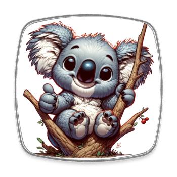Cute koala bear rejoices. For the family - Square fridge magnet - white - Front