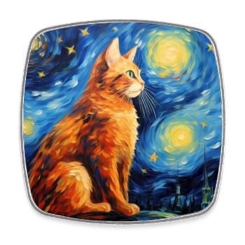 Katze, katzenmotiv - Viereckiger Kühlschrankmagnet - Weiß - Vorne